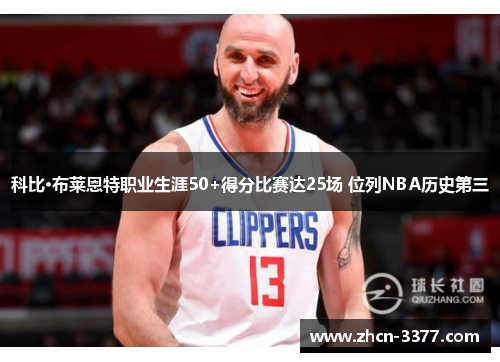 科比·布莱恩特职业生涯50+得分比赛达25场 位列NBA历史第三 科比·布莱恩特职业生涯50+得分比赛达25场 位列NBA历史第三